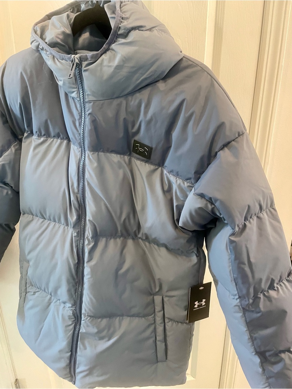 Under Armour YXL Kids Gray-Blue Hooded Puffer Jacket